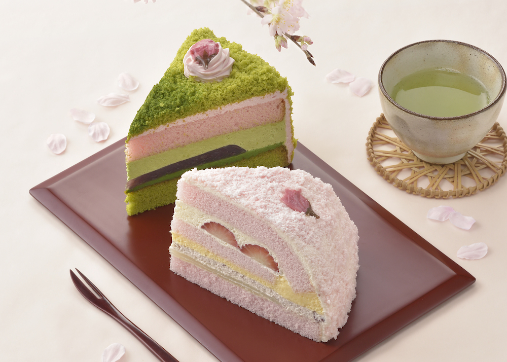 銀座コージーコーナーは、全国の生ケーキ取扱店で、春がテーマの「さくらのケーキ」、「抹茶とさくら」、「苺とピスタチオのケーキ」を展開中だ。