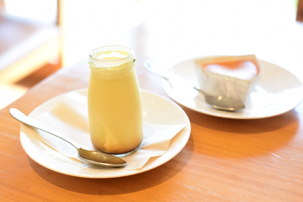 "The Pudding of the Earth - Biei U Lait," made with Jersey cow milk, served at the 'Ferme La Terre Biei' main store in Biei.