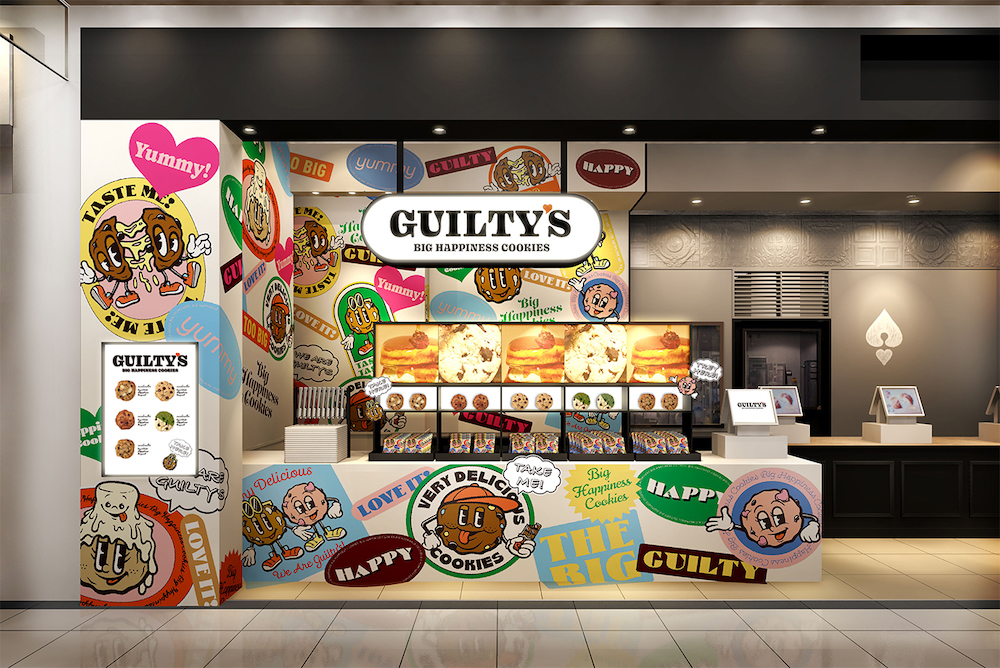 新ブランドとなるビッグソフトクッキー専門店「GUILTYʼS（ギルティーズ）」第1号店の外観。6月1日に「ハートブレッドアンティーク アリオ北砂店」 内にて新オープンする。