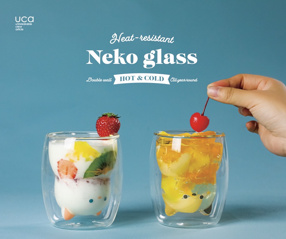 7月よりアイデア商品として「耐熱ネコグラス」が発売中だ。価格は税込み2,420円。
