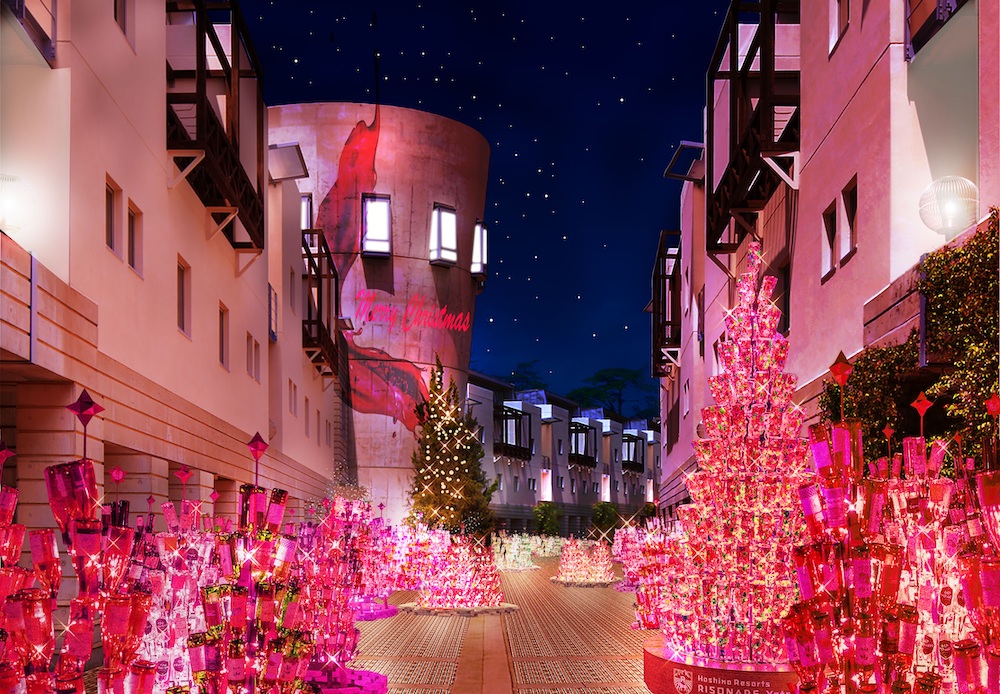 「星野リゾート　リゾナーレ八ヶ岳」は12月1日～12月25日、夜空の下に1万2千本のワインボトル輝く「ワインリゾートクリスマス2023」を開催する。