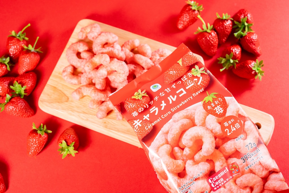 「苺のリッチな甘ずっぱさ　キャラメルコーン」税込み138円
