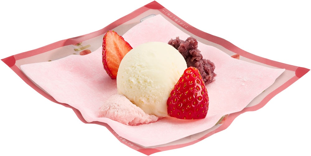 3月6日〜3月31日に販売する「包んで食べる苺とアイス大福」税込み300円