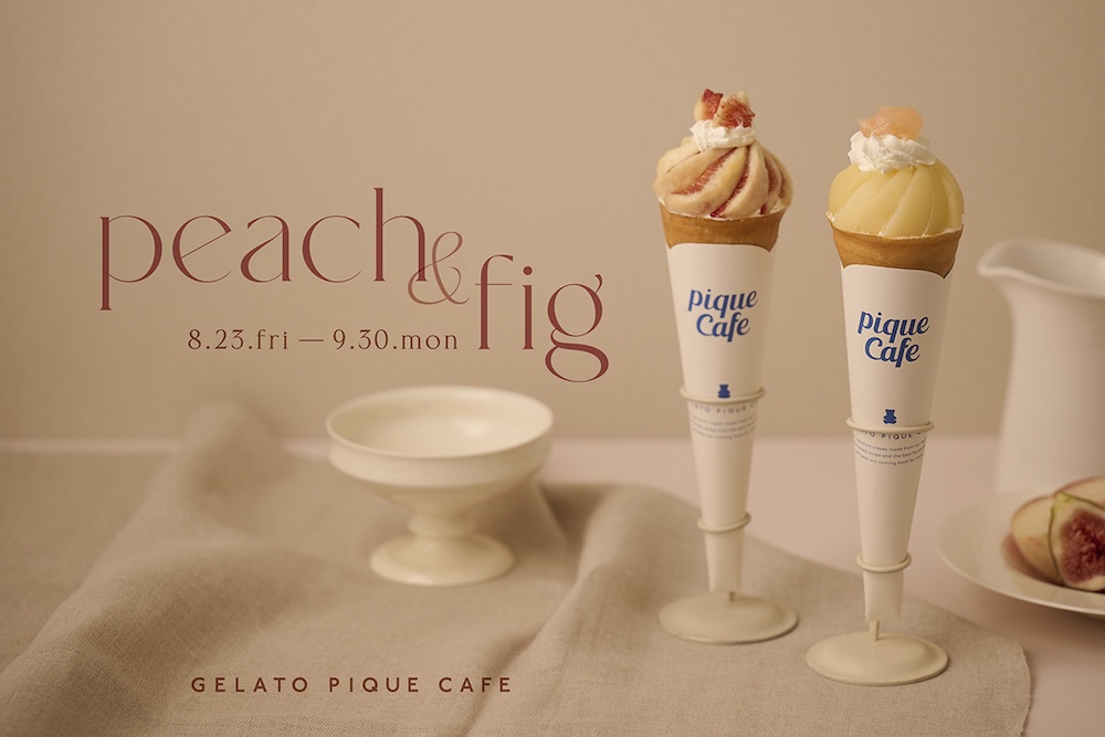 「ジェラート ピケ カフェ（gelato pique cafe）」は8月23日〜9月30日、新作「白桃クレープ」および「いちじくと紅茶のクレープ」を期間限定販売する。