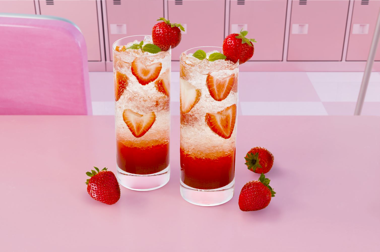 スペシャルドリンクの「ときめきアオハル♡ストロベリーフィズ （Strawberry Fizz Springtime of Life）」税込み950円