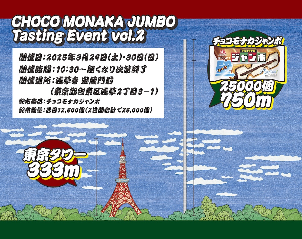 積み上げると東京タワー２倍超え！ 浅草寺でチョコモナカジャンボ2.5万個の無償配布決定！29日から