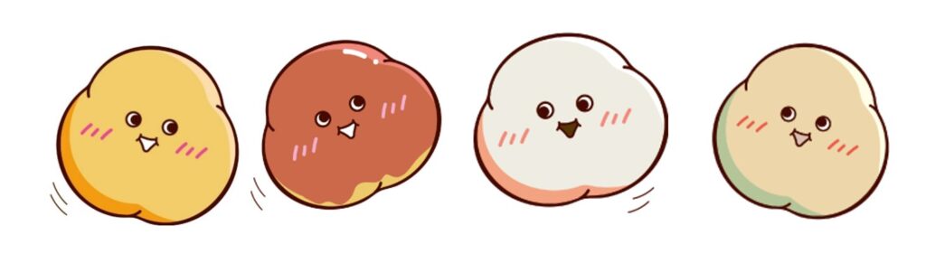 ミスタードーナツのキッチンで生まれた「もっちゅりん」キャラクターのイラストイメージ