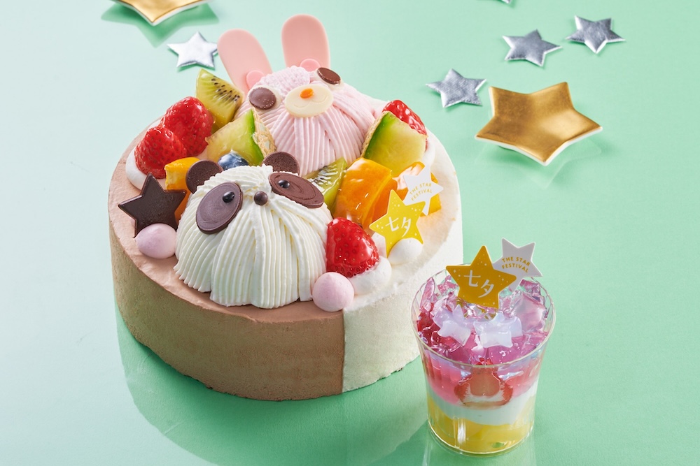 左から「七夕 2 つの味が楽しめるハッピーどうぶつデコレーション」、「七夕 星空のゼリー」