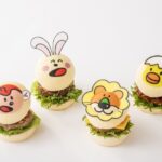 「とくせい!もぐもぐどうぶつさんバーガー」。7月11日〜8月19日、9月22日〜9月28日はらいおんくん(オリジナルソース)・さるさん(スイートチリソース)。8月20日〜9月28日はうさぎさん(アボカド&にんにく醤油)・ひよこさん(てりやきソース)。