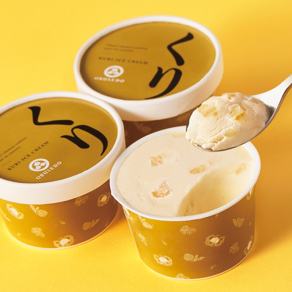 「菓子の記録帖」の「栗アイスクリーム（小布施堂）」各389円