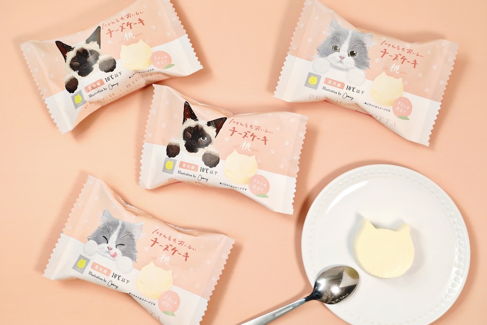 新商品「にゃんともおいしいチーズケーキ 桃」イメージ