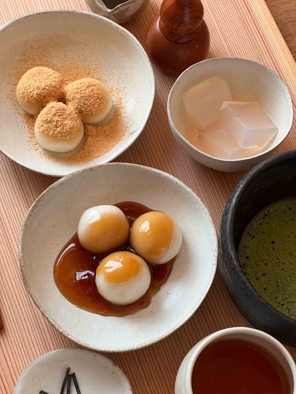 6月11日〜6月13日に出店する「甘味みつや」の「みつ白玉」各種。税込み500円～