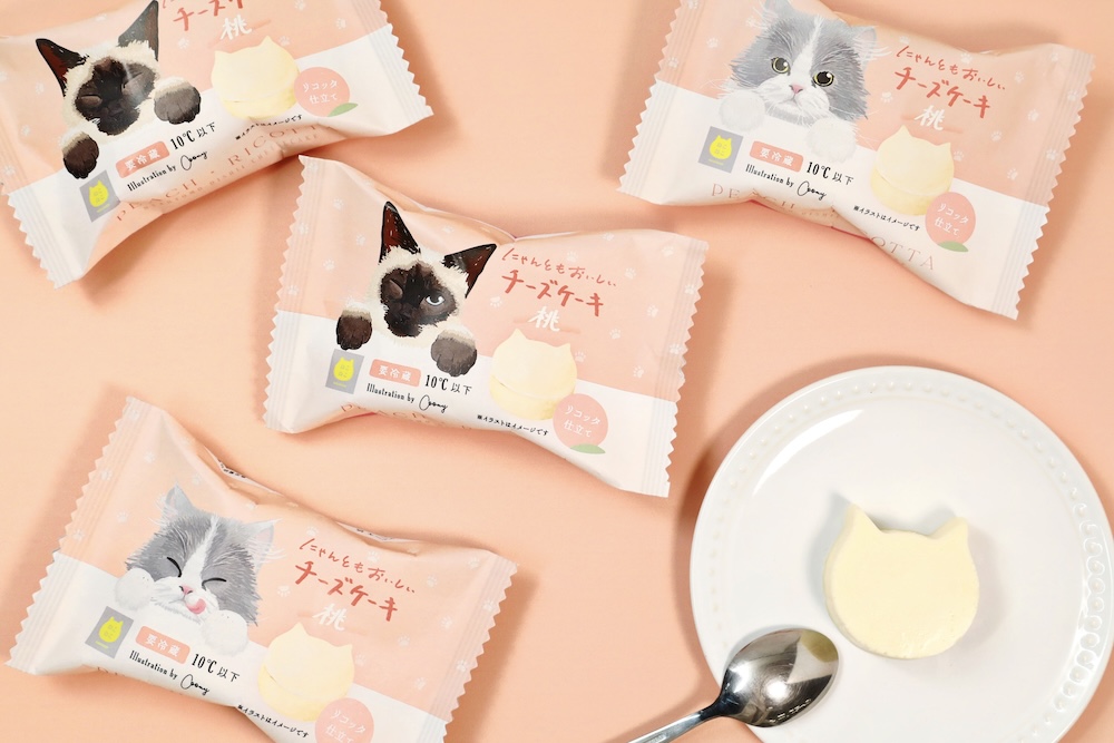 新商品「にゃんともおいしいチーズケーキ 桃」イメージ