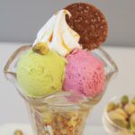 「ピスタチオとカシスの塩キャラメルパフェ」税込み740円