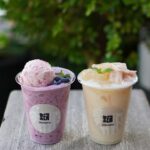 左から「パティシエのごほうびスムージー ベリー」テイクアウト・730円、イートイン・780円、「パティシエのごほうびスムージー 桃」テイクアウト・850円、イートイン・900円