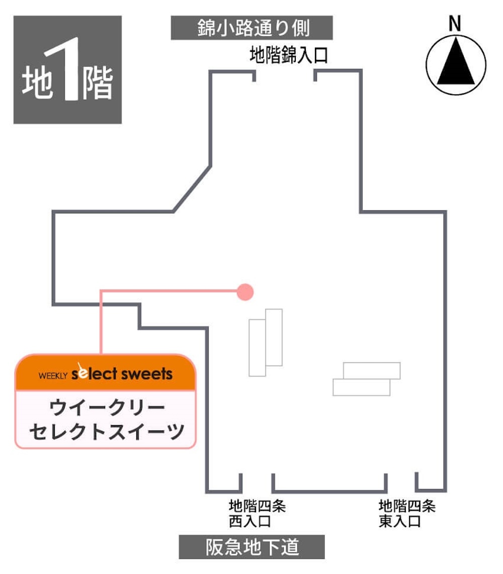 「ベル イデ パティスリー」大丸京都店出店時の場所のマップビジュアル