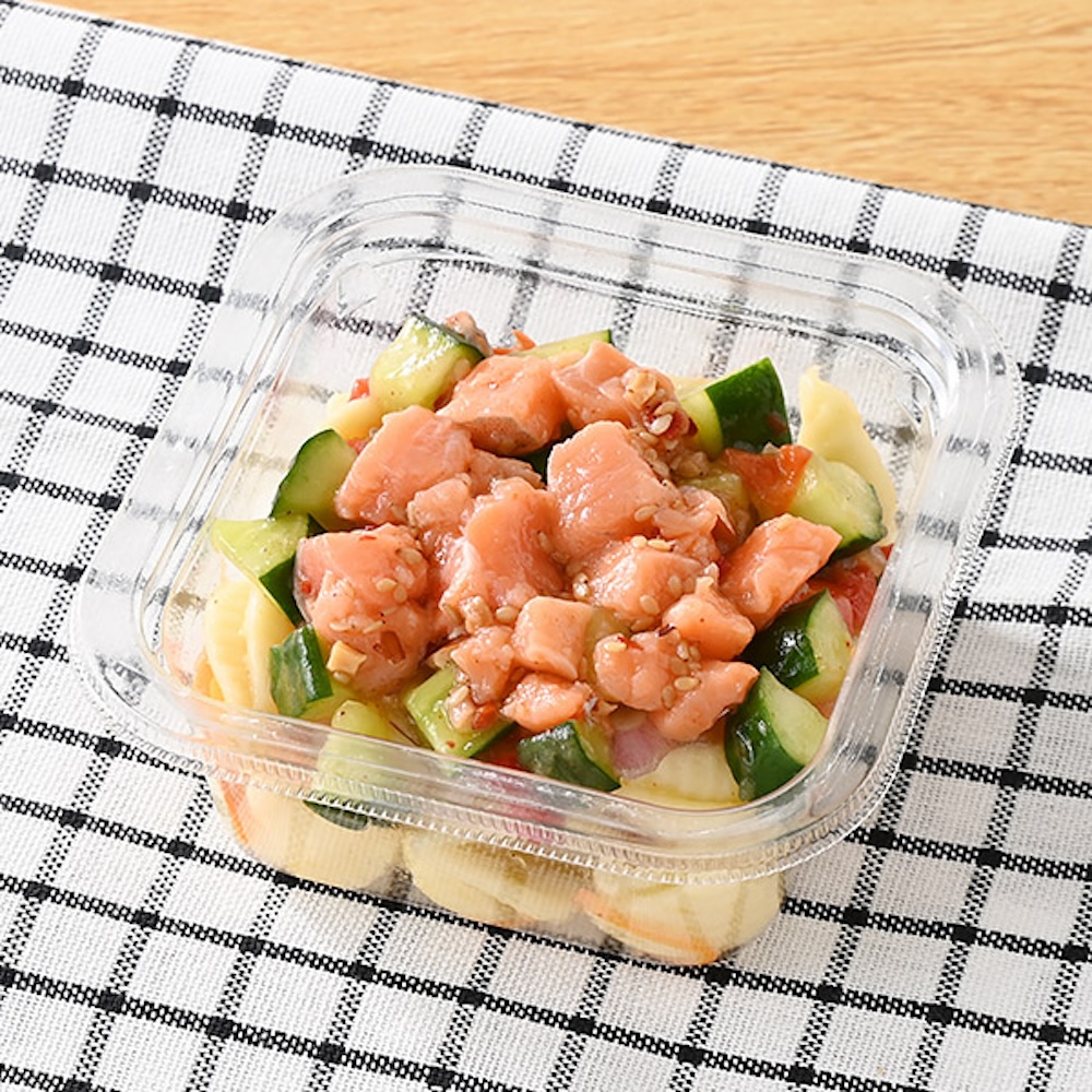 「サーモンポキ 彩り野菜＆パスタ」税込み328円