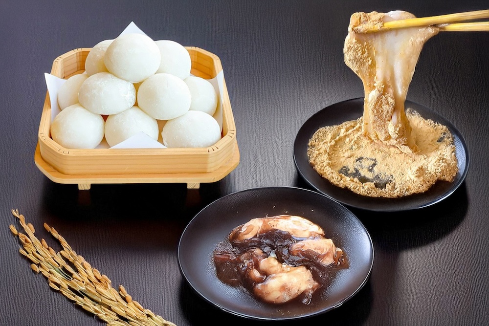8月13日限定「つきたて餅」と「お迎え団子」小パック・税込み600円〜