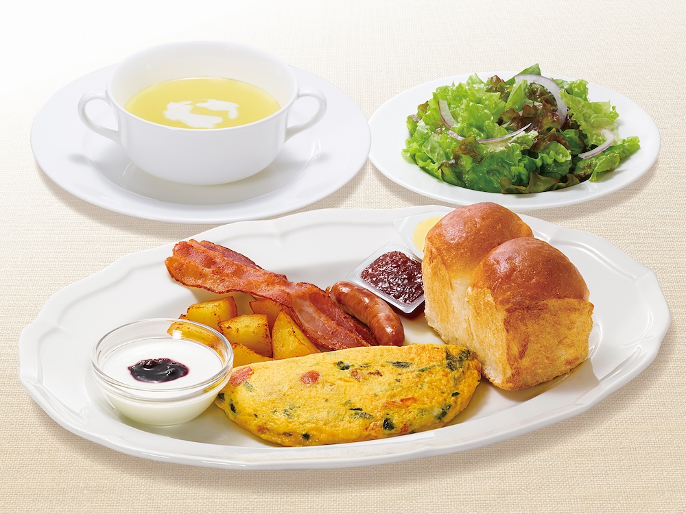 「野菜オムレツモーニング～コーンのポタージュ・サラダ付～」税込み1,463円