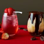 左からオプションメニューの「メロウ ストロベリー ソーダ（Mellow Strawberry Soda）」、「メルティ チョコ カフェ（Melty Choco Café）」イメージ