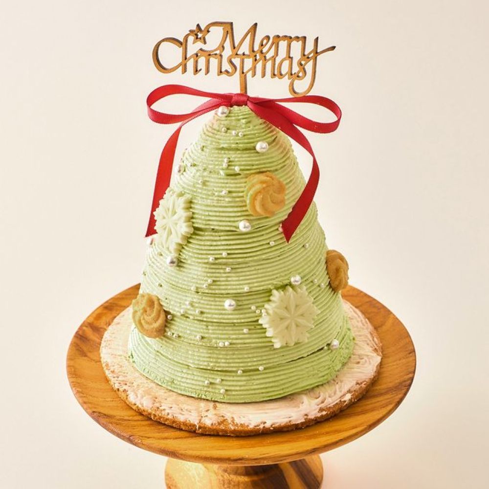 「ユーレカケーキ（EUREKA CAKE）」より販売する「ピスタチオショコラのクリスマスツリーケーキ」税込み5,400円（別途送料）