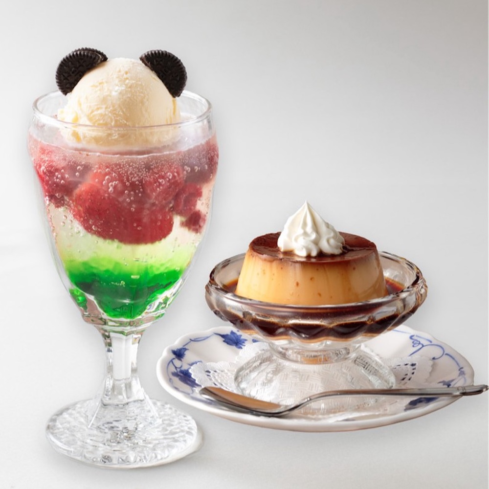 「喫茶トリコロール」の「パンダクリームソーダとプリンのセット」税込み1,800円
