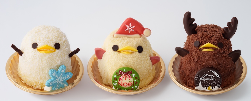 左から「雪だるまぴよりん」、「サンタぴよりん」、「トナカイぴよりん」