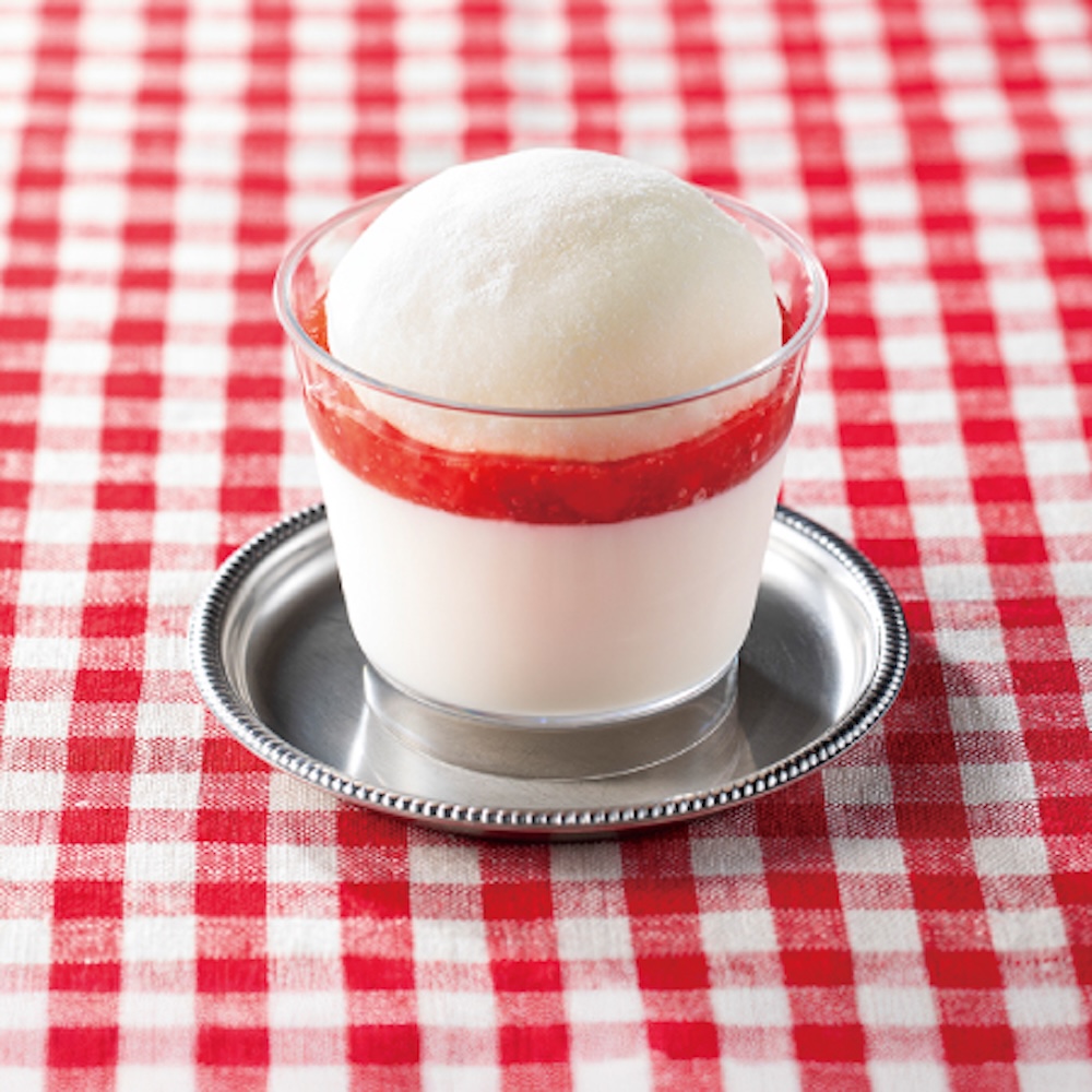 「チチヤス牛乳使用 ミルクプリンの上にみるく大福のせちゃいました」税込み321円