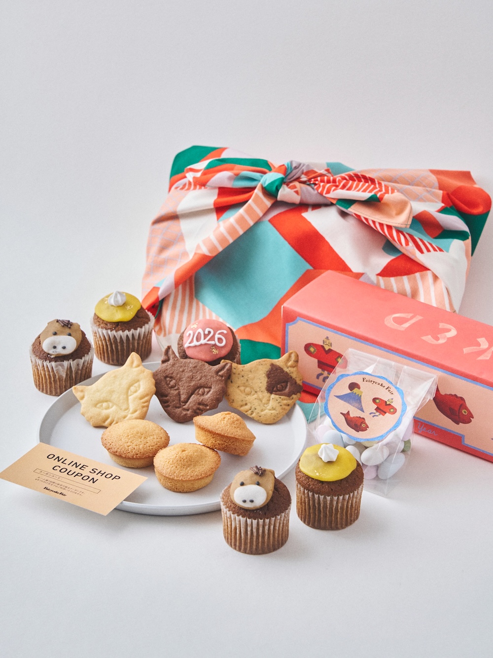 「フェアリーケーキフェア新春セット こはれ ホーム グリーン レッドふろしき」税込み3,800円