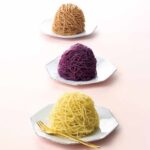 「芋こ」の「生絞りモンブラン」紅あずま・絞紫は680円、栗は900円