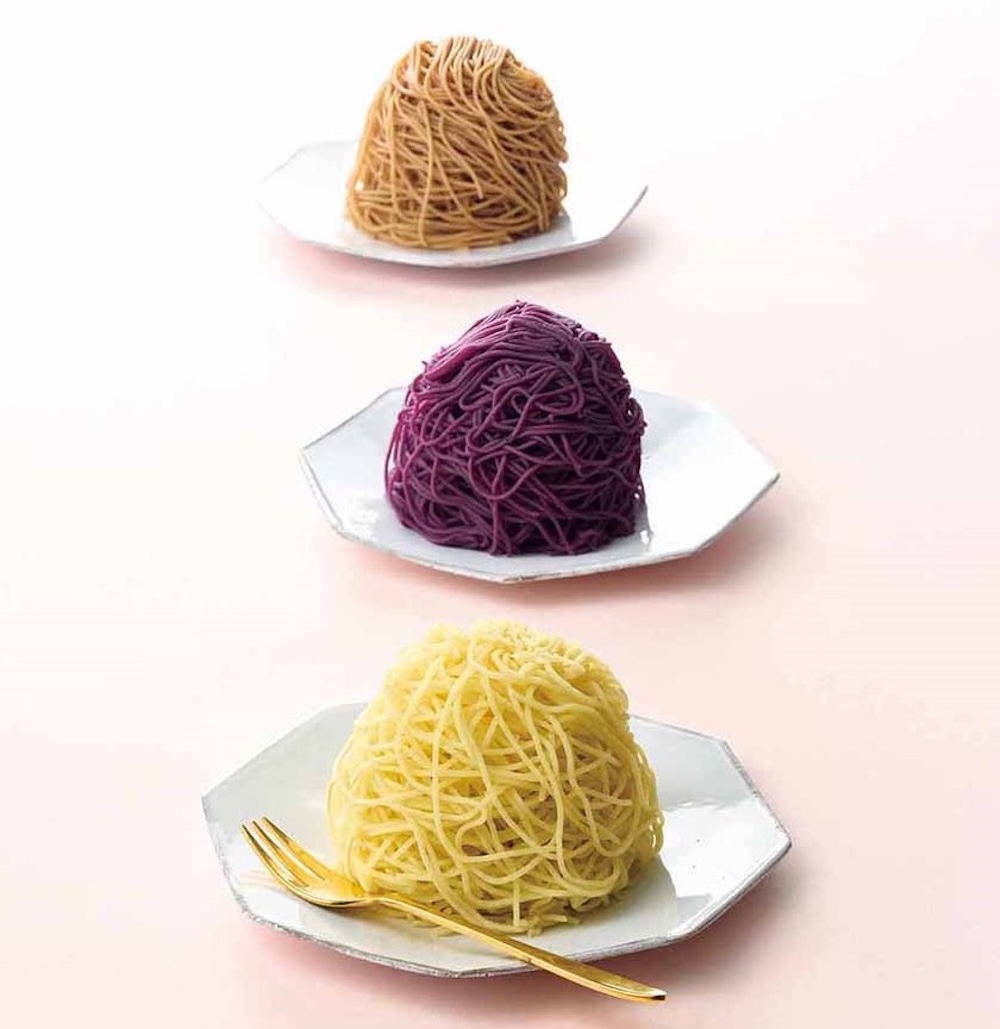 「芋こ」の「生絞りモンブラン」紅あずま・絞紫は680円、栗は900円