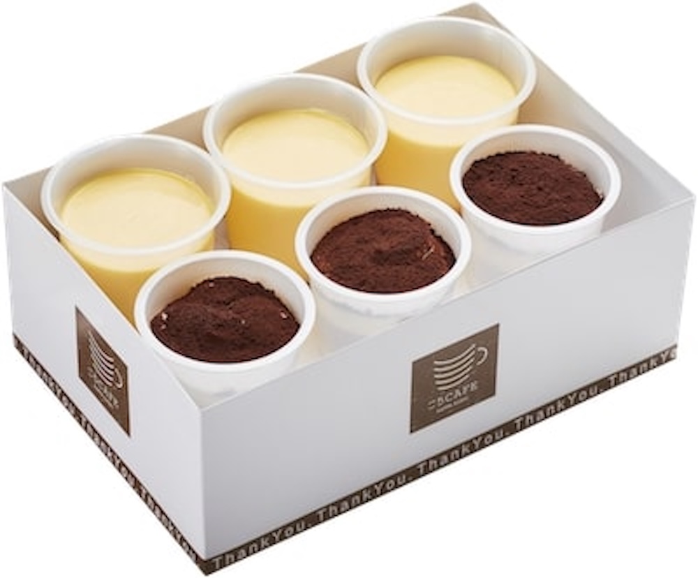 テイクアウト用「プレミアムスイーツBOX」税込み2,180円（プレミアムプリン3個、新とろ生ティラミス3個）