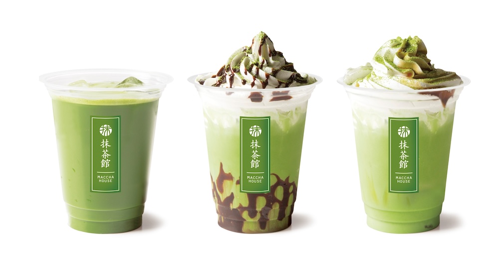 左から「抹茶ラテ」、「抹茶チョコレートラテ」、「抹茶黒蜜ラテ」抹茶ラテ各種は税込み700円〜