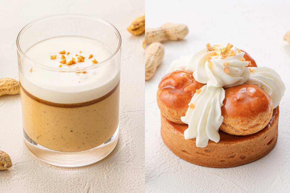 左から「千葉県産ピーナッツプリン」、「千葉県産ピーナッツサントノーレ」