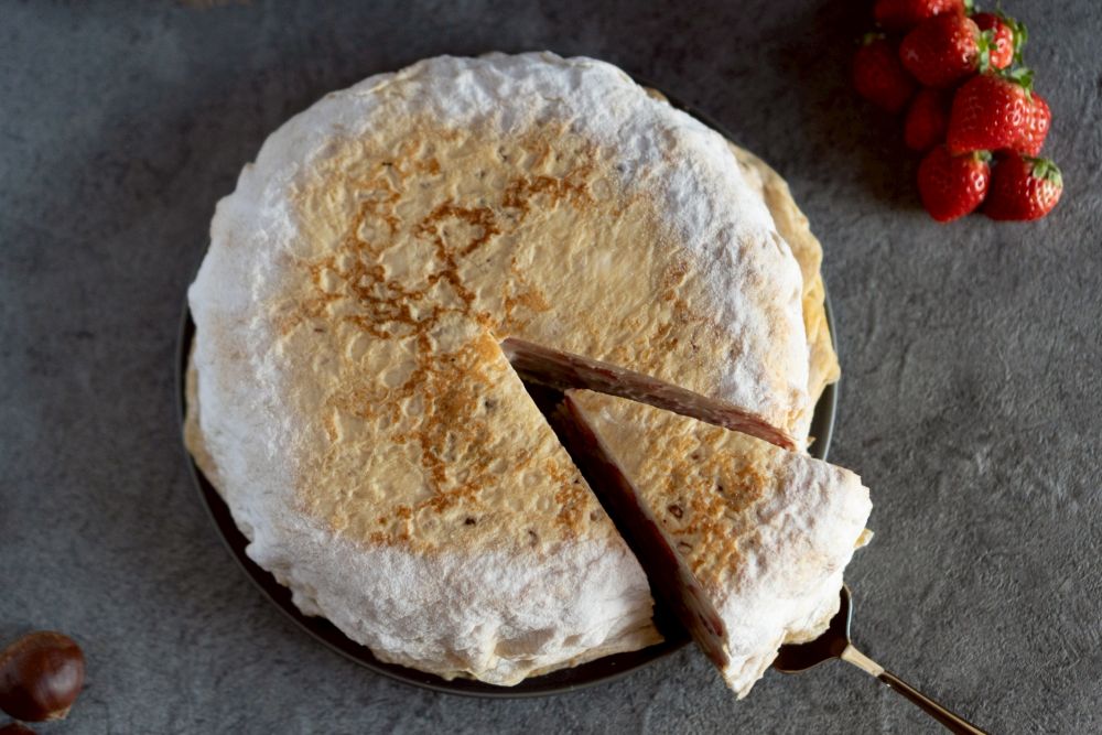 「丹波くりと季節の果物ミルクレープ」イートイン・税込み2,530円