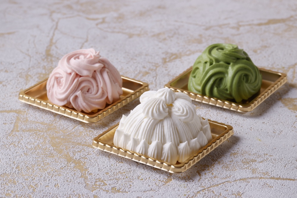 3月1日〜4月10日に販売される「ミニマロンシャンテリーセット（桜・白・抹茶）」1,836円