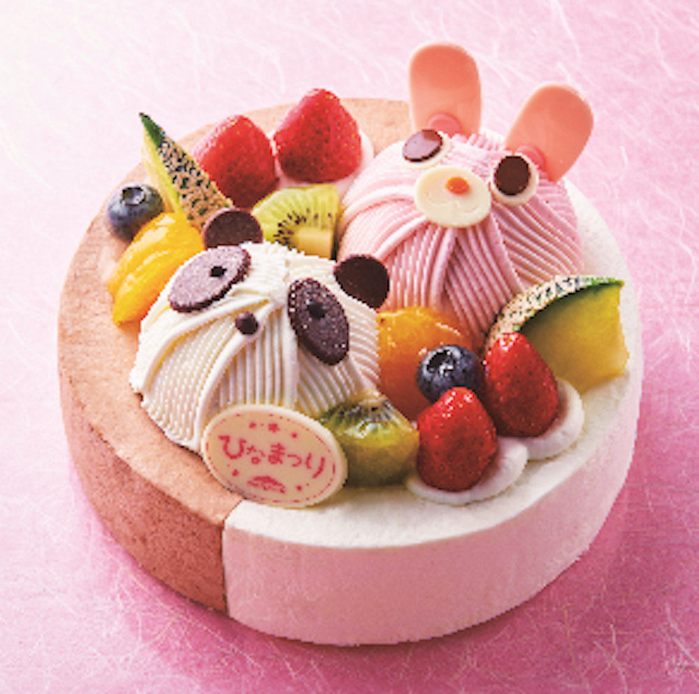 2月15日〜3月3日に販売される「桃の節句 2つの味が楽しめるハッピーどうぶつデコレーション」税込み4,110円