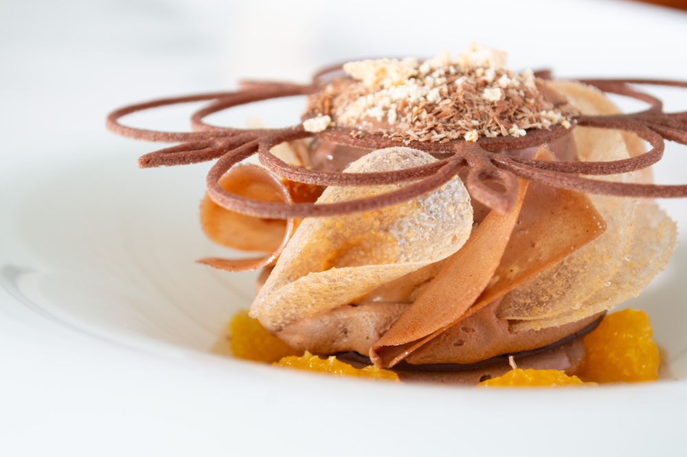 デコポンとチョコレートのデザートのイメージ