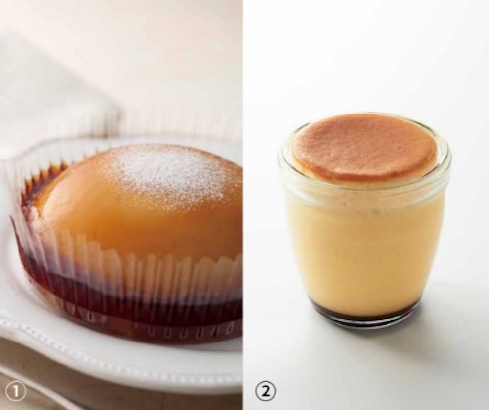 左から「モロゾフ」の「プリンのたまご」1,620円、催事限定「プリンとチーズケーキ」486円