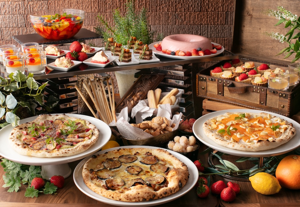 「トラットリア＆ピッツェリア カノビアーノ」で２月28日まで展開中の土日限定「DOLCE VITA～イタリアンドルチェブッフェ～」税込み3,200円（別途サービス料）