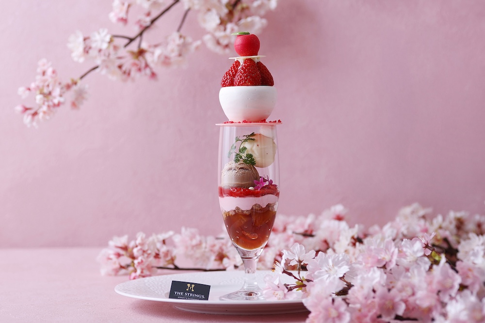 「いちごとりんごのお花見パフェ」イメージ