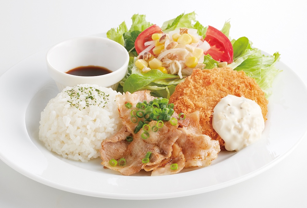 【金曜日】「焼きしゃぶとポテトコロッケ＆蒸し鶏サラダ」スープバー付き・税込み700円