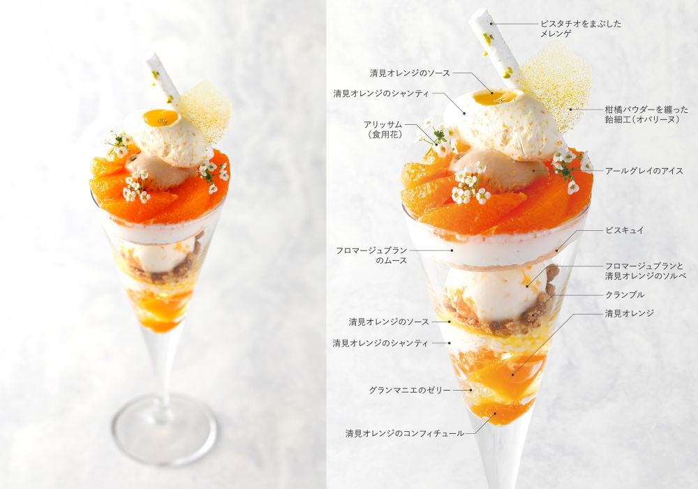 「愛媛県産“清見オレンジ”とフロマージュブランのパフェ」税込み2,500円