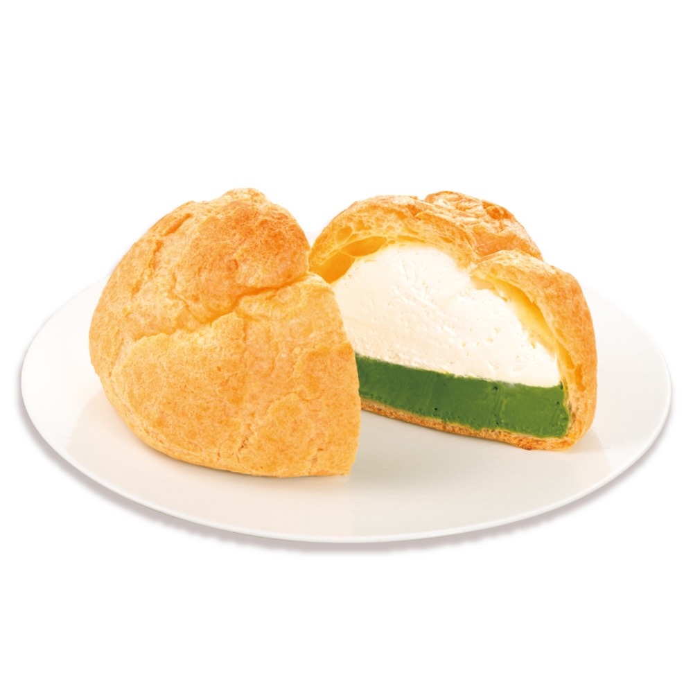 「鹿児島県産抹茶使用 たっぷりホイップのダブルシュー」税込み280円