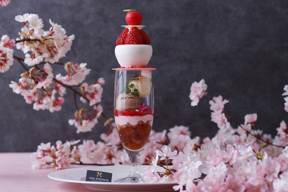 「いちごとりんごのお花見パフェ」イメージ