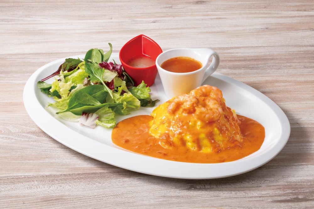 「オマール海老の濃厚トマトクリーム　オムライスプレート（スープ付）」税込み1,408円～ 1,700円