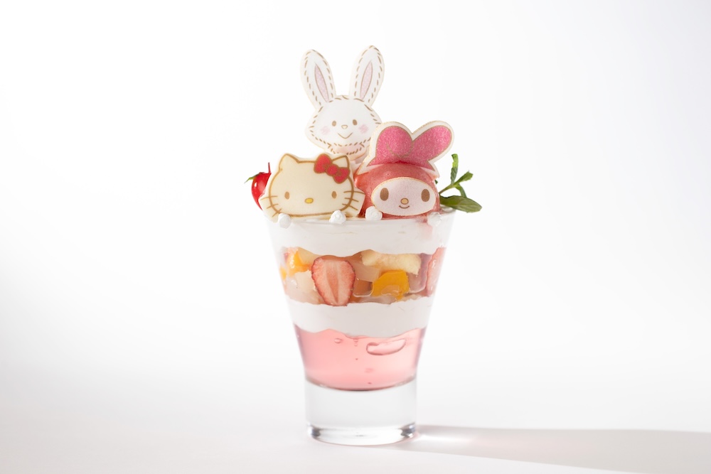 「ハローキティ、マイメロディ、ウィッシュミーメルのパフェ」税込み1,890円(C)'26 SANRIO CO., LTD. APPR. NO. L665445