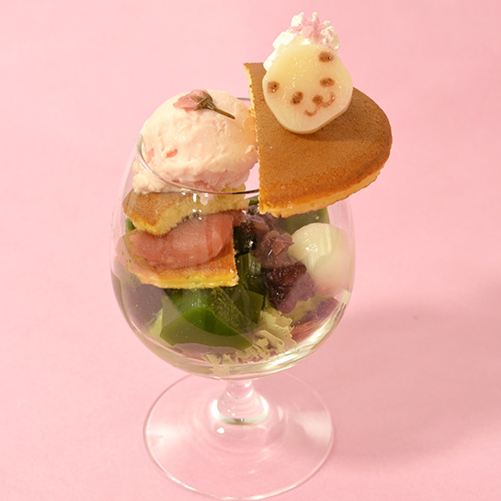 「パンダ茶房 ｂｙ 銀座清月堂」の「さくらあんと抹茶のパフェ」税込み1,540円