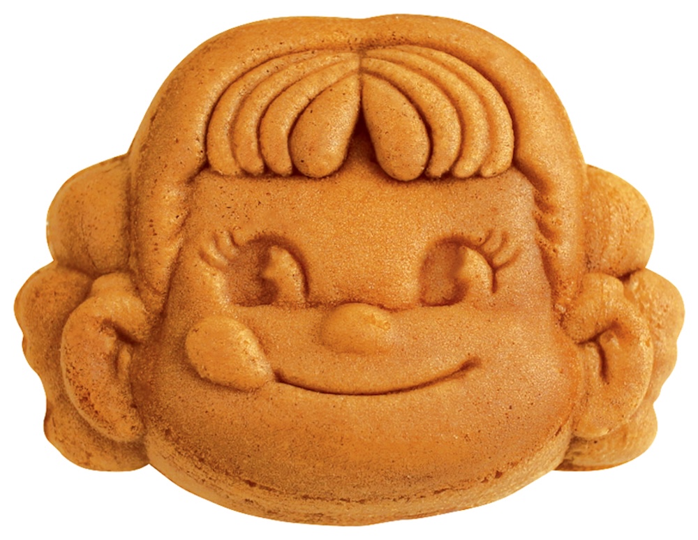 販売中の「ペコちゃん人形焼（桜あん）」税込み300円（丸井今井札幌本店では取り扱いなし）