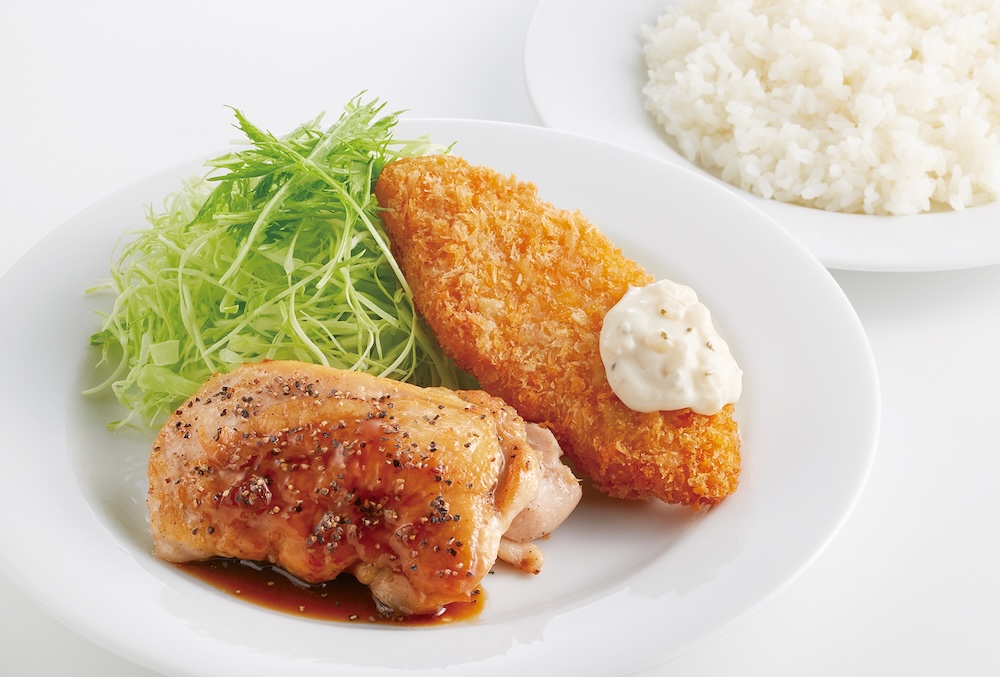 【土曜日】「てりやきペッパーチキンステーキ＆白身魚フライ」税込み500円